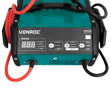 VONROC Batteriladdare med starthjälp – 15A – För 6V eller 12V batterier