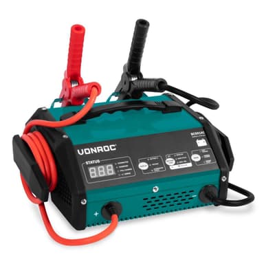 VONROC Batteriladdare med starthjälp – 15A – För 6V eller 12V batterier