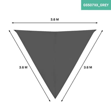 VONROC Solsegel triangel – Premium - ∆ 360cm | Grå