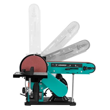 VONROC Bandslip och sliprondell 350W – Inkl. 2x Slipbälte 100 x 915 mm (P80 & P120) och 2x Sliprondell Ø150 mm (P80 & P120)