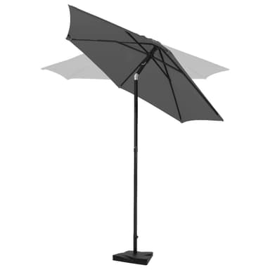 VONROC Premium parasoll Torbole Ø200cm - Inkl. parasollfot &  parasollöverdrag - Runt parasoll - UV-beständig duk - Grå