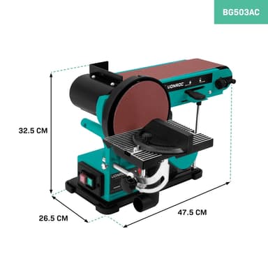 VONROC Bandslip och sliprondell 350W – Inkl. 2x Slipbälte 100 x 915 mm (P80 & P120) och 2x Sliprondell Ø150 mm (P80 & P120)
