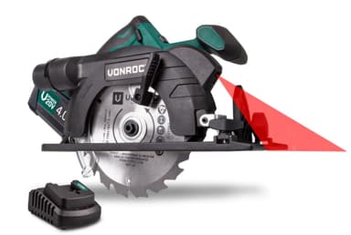 VONROC Cirkelsåg 20V – 150mm | Inkl. 4.0Ah batteri och snabbladdare