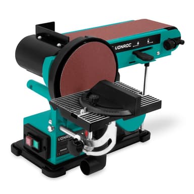 VONROC Bandslip och sliprondell 350W – Inkl. 2x Slipbälte 100 x 915 mm (P80 & P120) och 2x Sliprondell Ø150 mm (P80 & P120)
