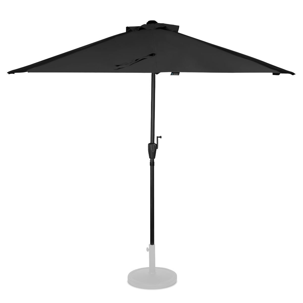 VONROC Premium balkongparasoll Magione 270x135cm - Inkl. parasollöverdrag - Halvrunt parasoll - UV-beständig duk - Svart