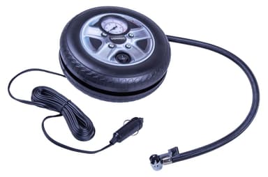 VONROC Minikompressor 12V | Med manometer – Inkl. 3 adaptrar