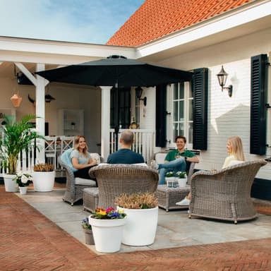 VONROC Premium parasoll Recanati Ø300cm - Inkl. parasollöverdrag - Runt parasoll - Tiltbart - UV-beständig duk - Svart