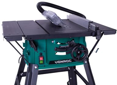 VONROC Bordsåg 1500W – 210 mm – inkl. 40 tandad sågklinga | Utrustad med vinkelanhåll och parallellanslag