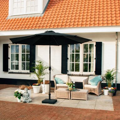 VONROC Premium parasoll Recanati Ø300cm - Inkl. parasollöverdrag - Runt parasoll - Tiltbart - UV-beständig duk - Svart