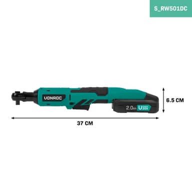VONROC Batteridriven spärrnyckel – 20V – 50Nm – Inkl. 8- delars hylssats | Inkl. 2.0Ah batteri och snabbladdare