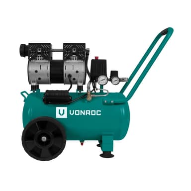 VONROC PRO Tyst luftkompressor – 57,5 dB | 24L – oljefri – 750W – Grön