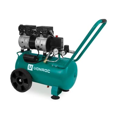 VONROC PRO Tyst luftkompressor – 57,5 dB | 24L – oljefri – 750W – Grön