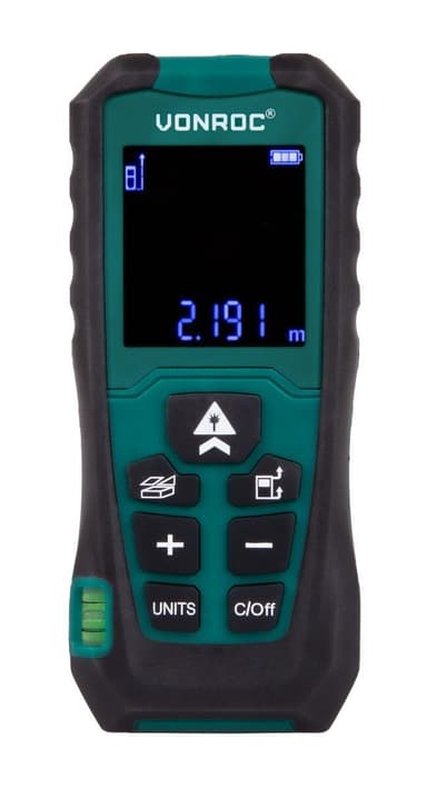 VONROC Laseravståndsmätare 40M | Längd – Volym – Area  - Höjd – Avstånd