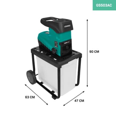 VONROC Kompostkvarn – 2800W – Ljudlös motor | Inkl. 60L uppsamlingsbehållare