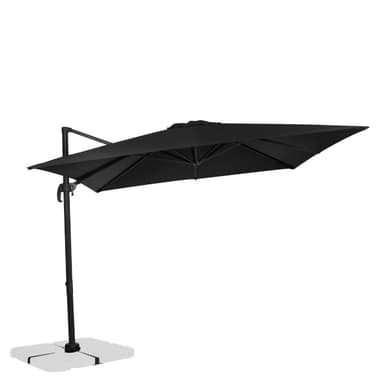 VONROC Premium hängparasoll parasoll Pisogne 300x300cm - Inkl. parasollöverdrag - Fyrkantigt - 360° vridbart - Tiltbart - UV-beständig duk - Svart
