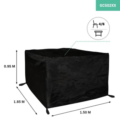 VONROC Skyddsöverdrag för trädgårdsmöbler storlek M – 185x150x95 cm | För bord och 4-6 stolar