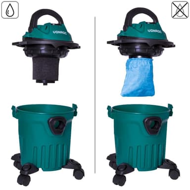 VONROC Våt och torrdammsugare 1000W – 12L tank – 5m strömkabel