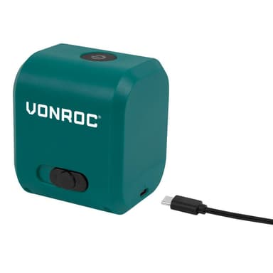 VONROC Batteridriven kroslinjelaser 4V röd | Självnivellerande – 10m räckvidd
