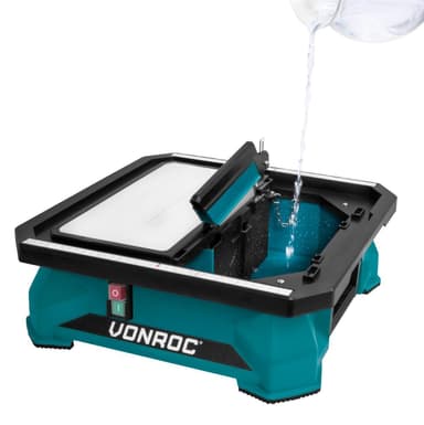 VONROC Kakelskärare 650W – 180mm – integrerad vattenbehållare | STST bänkskiva