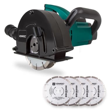 VONROC Betongspårfräs 1700W – 150mm | Inkl. 6 diamantskivor och verktygspåse