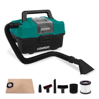 VONROC Bärbar dammsugare 20V | Inkl. Tillbehör – Exkl. Batteri och snabbladdare