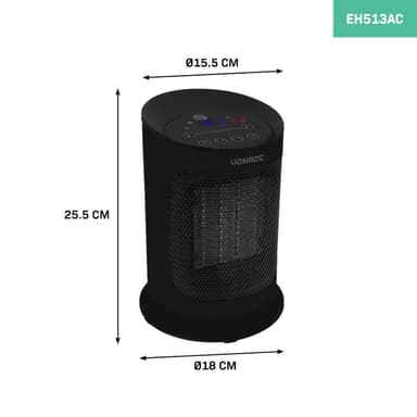 VONROC Elektrisk värmefläkt – 1200W/1800W – keramisk – Roterationsfunktion | Inkl. Fjärrkontroll