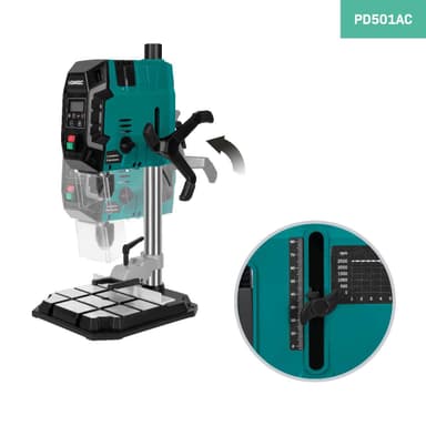 VONROC Pelarborrmaskin 900W – Med digital kontrollpanel och LCD – display |Inkl. tillbehör