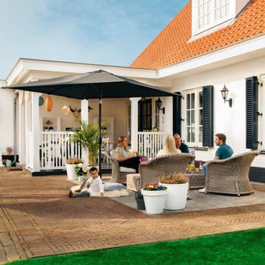 VONROC Premium parasoll Rosolina 280x280cm - Inkl. parasollöverdrag - Fyrkantigt parasoll - Tiltbart - UV-beständig duk - Svart