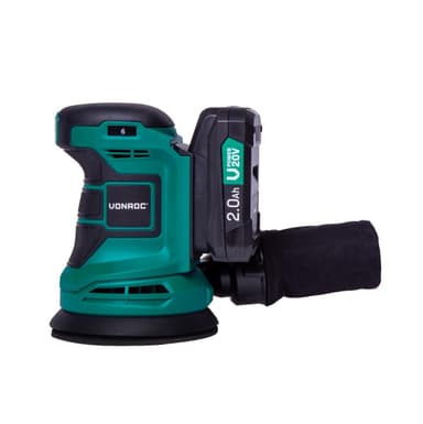 VONROC Excentrisk slipmaskin 20V – 2.0Ah | Inkl. Batteri och snabbladdare