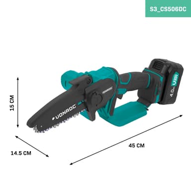 VONROC Motorsåg mini 20V – 152mm | Inkl. 4,0Ah batteri och laddare