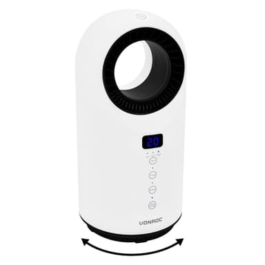 VONROC Elektrisk värmefläkt – 1500W – keramisk – vit | Bladlös – roterationsfunktion