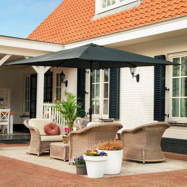 VONROC Premium parasoll Rosolina 280x280cm - Inkl. parasollöverdrag - Fyrkantigt parasoll - Tiltbart - UV-beständig duk - Svart