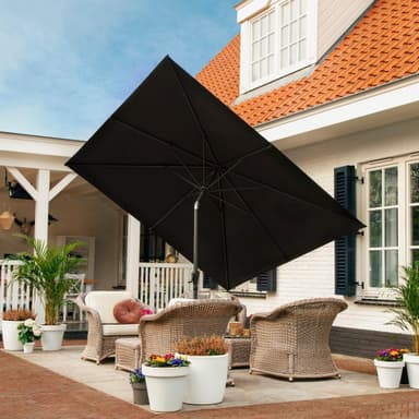 VONROC Premium parasoll Rosolina 280x280cm - Inkl. parasollöverdrag - Fyrkantigt parasoll - Tiltbart - UV-beständig duk - Svart