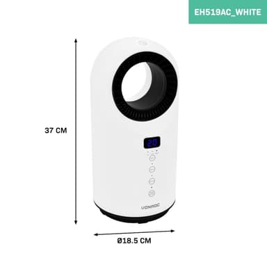 VONROC Elektrisk värmefläkt – 1500W – keramisk – vit | Bladlös – roterationsfunktion