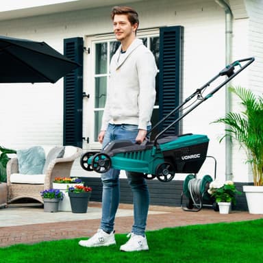 VONROC Gräsklippare 1300W 32cm klippbredd - Grästrimmer 300W Ø230mm klippdiameter
