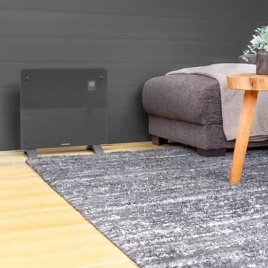 VONROC Lyxigt konvektorelement med glaspanel – 1000W – Grå | Wifi