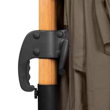 VONROC Premium hängparasoll Pisogne 300x300cm - Inkl. parasollöverdrag - Fyrkantigt - 360° vridbart - Tiltbart – Träimitation -Taupe