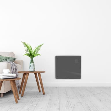 VONROC Lyxigt konvektorelement med glaspanel – 1000W – Grå | Wifi