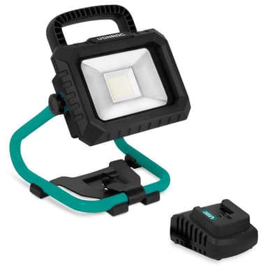 VONROC Batteridriven LED-arbetslampa 20W – 1800 lumen | Inkl. 4.0Ah batteri och snabbladdare