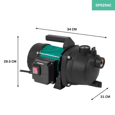 VONROC Trädgårdspump / vattenpump – 300W – 3300 l/h