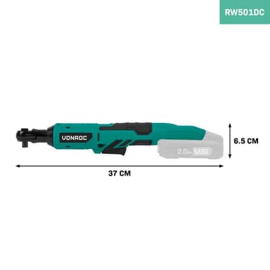 VONROC Batteridriven spärrnyckel – 20V – 50Nm – Inkl. 8- delars hylssats | Exkl. batteri och snabbladdare