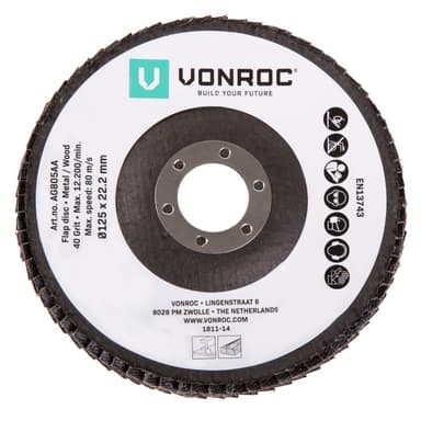 VONROC Lamellslipskiva 125mm – 2st | P40 och P60 – Universal