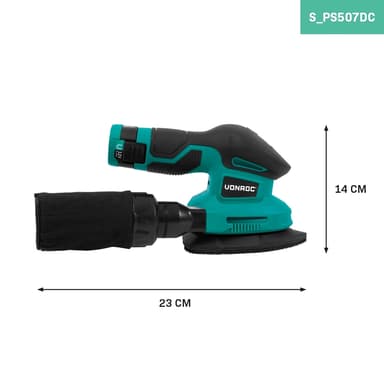 VONROC Batteridriven Slipmaskin 12V | Inkl. Batteri, USB-C-kabel och Slippapper