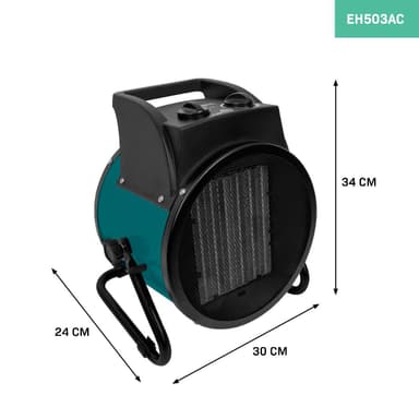 VONROC Elektrisk värmefläkt – 3300W/5000W – keramisk | Trefasström 400V