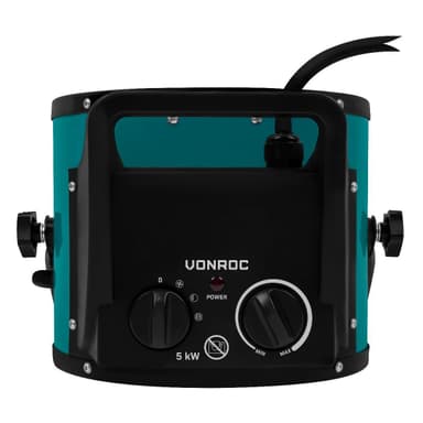 VONROC Elektrisk värmefläkt – 3300W/5000W – keramisk | Trefasström 400V