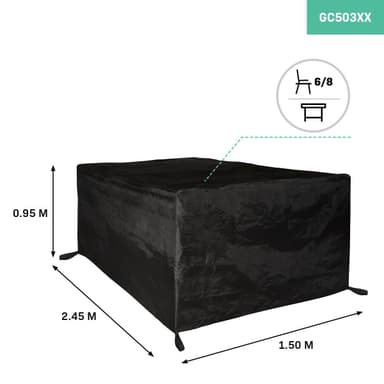 VONROC Skyddsöverdrag för trädgårdsmöbler storlek L – 245x150x95 cm | För bord och 6-8 stolar