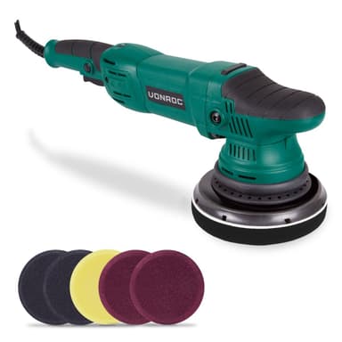 VONROC Dual action polermaskin 1050W – 150mm | Inkl. 7 poleringssvampar