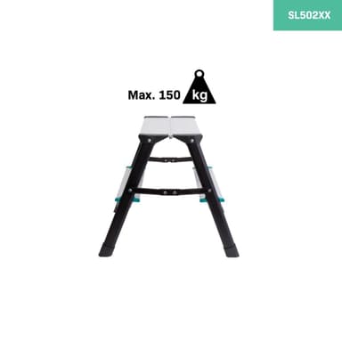 VONROC Trappstege – 2 steg – antislip | Max. kapacitet 150kg