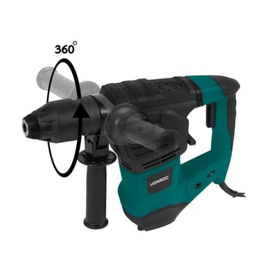 VONROC Borrhammare 1800W – 6 Joule – SDS plus – 4 funktioner | Inkl. Borrar och mejslar