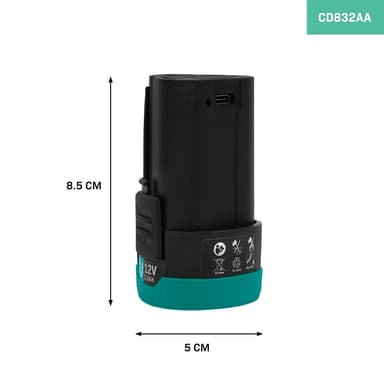 VONROC Batteri 12V – 2.0Ah – 12V Plattform - Inkl. USB-c kabel